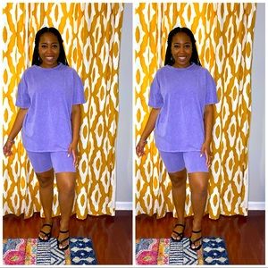 Oversized “trashy” set- mineral wash purple